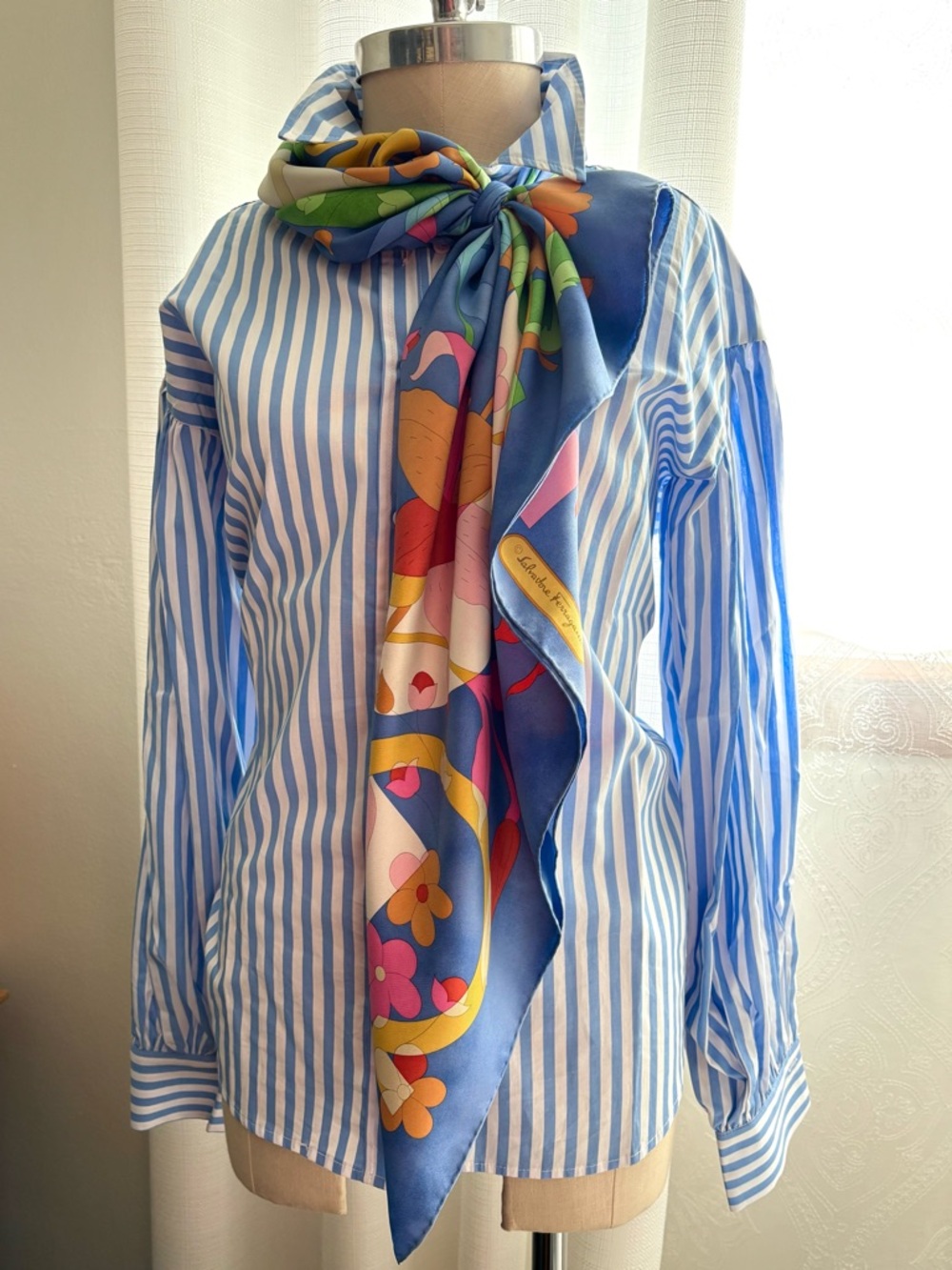 Salvatore Ferragamo Multi-color Silk Scarf,  34" x 34" VGUC